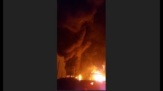 Fires in fuel tanks near #Zhytomyr after a Russian attack.