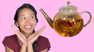 Flowering tea time lapse // Close up of how a tea flower blooms in water and how it's made