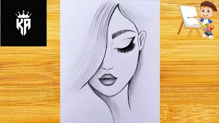 How to draw hair face girl drawing | Easy girl drawing | #girl #drawing #hairface #viral #easy