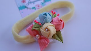 Flor de gorgurão -  flor fácil - faixa com flor - корсажная лента - handmade ribbon flower sash