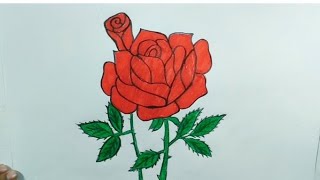 rose drawing easy||Rose Drawing | How To Draw A Rose | Flower Design Drawing | Flower Art||