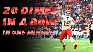 Patrick Mahomes: 20 Dimes In A Row