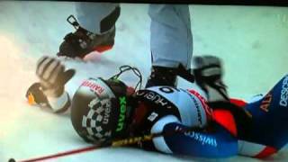 Chute de Lara Gut au slalom du Combiné dames des Mondiaux de Garmisch 2011