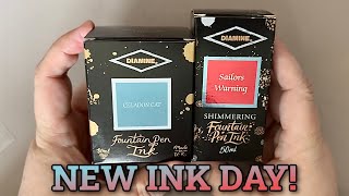 NEW INK DAY: Diamine x r/fountainpens Ink Collabs 2023 - Celadon Cat \u0026 Sailors Warning