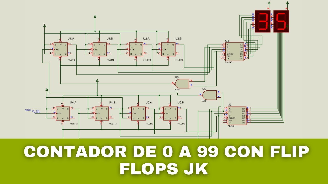 CONTADOR ASINCRONO DE 0 A 99 CON FLIP FLOPS JK - YouTube