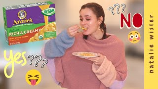 *NEW* ANNIE'S VEGAN MAC \u0026 CHEESE!! | TASTE TEST (squeezable deluxe cheese version!)