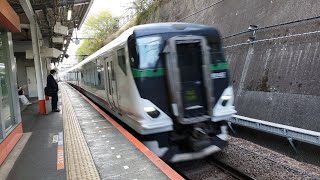 [ジョイント音]E257系 OM-51編成 臨時特急富士回遊94号新宿行が豊田駅4番線を通過するシーン