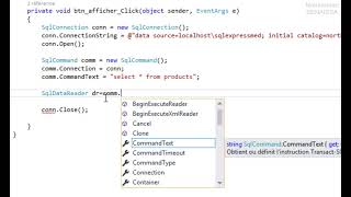 C# 46: SQL Server ADO NET SqlCommand SqlDataReader