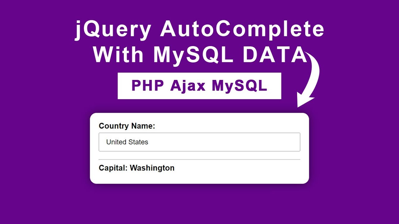 JQuery AutoComplete Suggestions From MySQL Data Using PHP And Ajax ...