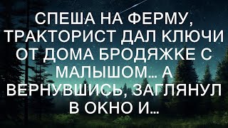 Спеша на ферму, тракторист дал ключи от дома бродяжке с малышом… А вернувшись, заглянул в окно и…