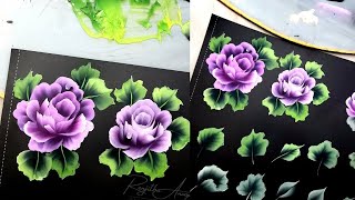 Painting With Me  ✨️ Roses And Leaves SLOW Version 💜 Acrylic Painting