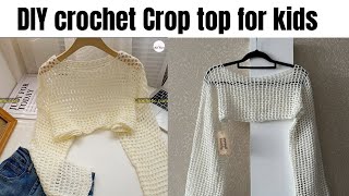 diy crochet mesh crop top for kids|stylish and easy tutorial