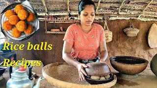 dry rice recipe/ A special rice balls recipe that I make for my father..  village home