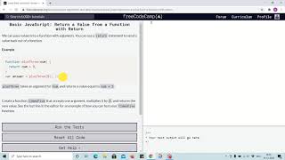 Lesson 52 - Returning value from function - freecodecamp