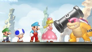 New Super Mario Bros U Deluxe - All Castle Bosses (4 Players)