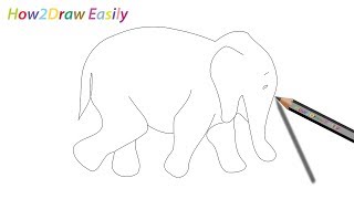 How to Draw an Elephant Walking Easy Step by Step Drawing