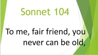 Sonnet 104 To me, fair friend, you never can be old in Tamil.