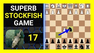 Superb Stockfish 17 Chess Game, Alekhine Defense, Normal Variation