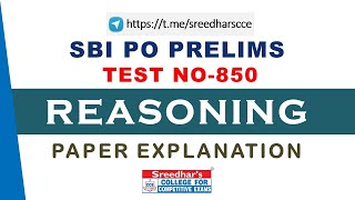 SBI PO PRELIMS TEST NO-850 REASONING