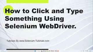 Click and SendKey Operations in Selenium Webdriver