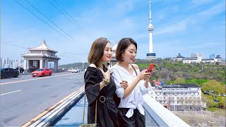 4K|Walking steeply on the Wuhan Yangtze River Bridge was stunned by the beautiful scenery