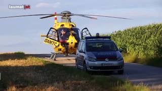 Notarzthubschrauber nach schwerem Mopedunfall in Roitham im Einsatz