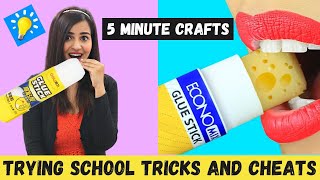 Trying School CHEATS and TRICKS by 5 Minute Crafts 😂