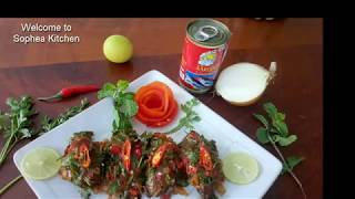 Salad Fry Canned Sardines Fish –ឆាត្រីខកំប៉ុង- Sophea Kitchen