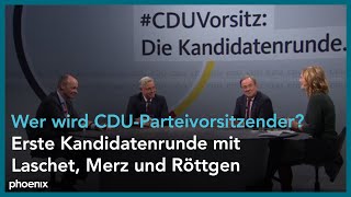 Wer wird CDU-Parteivorsitzender? Kandidatenrunde mit Laschet, Merz und Röttgen