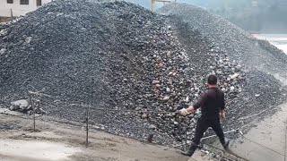 Barge Unloading 4890 Tons of Small Pebbles - Part 1, Beginning - Relaxing Flow Video