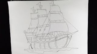 How To Draw A Ship Easy Pencil Drawing