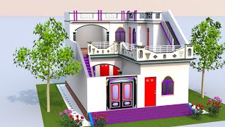 4 Marle house design in village, open village house plan, char Marle ghar ka naksha