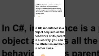 C# Inheritance Short | malayalam tutorial | csharp programming language