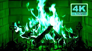 🔥 GREEN Fireplace 4K! Colorful Fireplace Burning with green flames. Halloween 2024