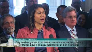 City Officials Express Condolences on Passing of Mayor Edwin M. Lee