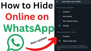 How to hide online on WhatsApp || Whatsapp me last seen ko hide kaise kare || Latest Update 2024