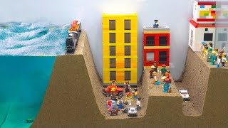 Lego Dam Breach Experiment - Libya Flood Simulation - Storm caused Dam Break & Flooding Lego City