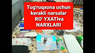 Tug'ruqxona roddom uchun kerakli narsalar ro'yxati va NARXLARI. Roddom sumka.