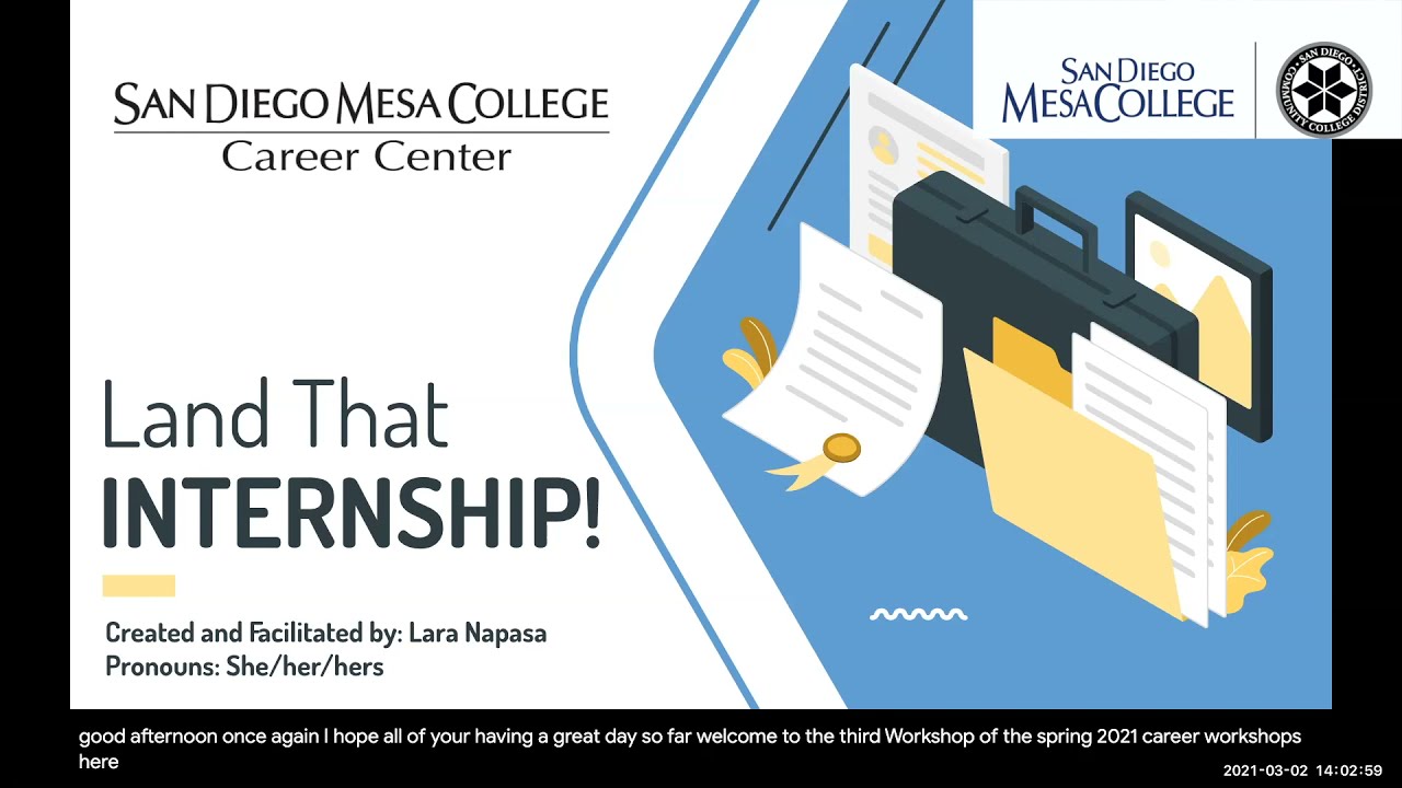 Land That Internship! - San Diego Mesa College Career Center - YouTube