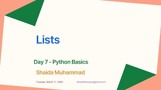 Lecture 7: Lists in Python | Python Ramzan Free Online Course in Pashto 2025