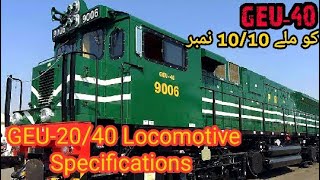 GE locomotive GEU20 GEU40 Specifications