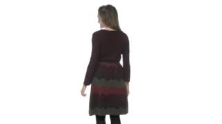 Jessica Howard - Chevron 3/4 Bell Sleeve Sweater Dress w/Tie Sash  SKU:#8115566