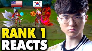 Rank 1 Ahri Reacts To Faker Playing My Champ! 😲(NA vs KR)