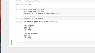 01 Representing games using Nashpy