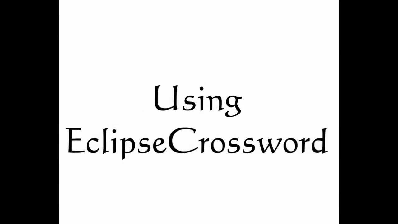 How To Use Eclipse Crossword Youtube