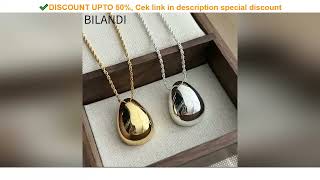 Review Bilandi Fashion Jewelry Simple Delicate Design Smooth Metal Teardrop Pendant Necklace For