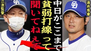 『貧弱打線すぎ！』涌井好投続けてるのに負け続きで本音激白！！立浪監督も頭を抱える中日ドラゴンズの得点できない問題を考察すると驚愕の事実が判明…【プロ野球】