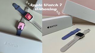 (ENG/ 한글) Unboxing Apple Watch 7 Starlight l Starlight, Lavender straps l Comparing SE Silver