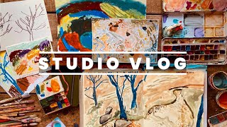 CREATIVE PROCESS WHEN NOT WELL, GIVING FEEDBACK TO KIDS ART, & STUDIO PAINTING: STUDIO VLOG n.53