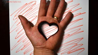 Trick Art on Hand | Cool 3D Heart Hole Optical Illusion